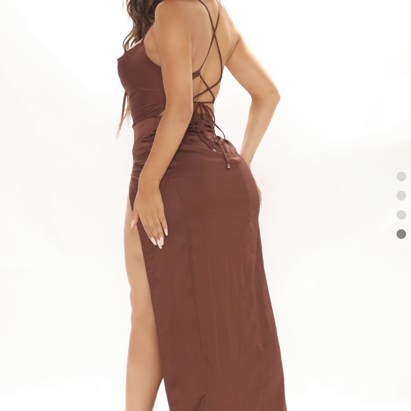 Maxi brown silk dress - Picture 3 of 4